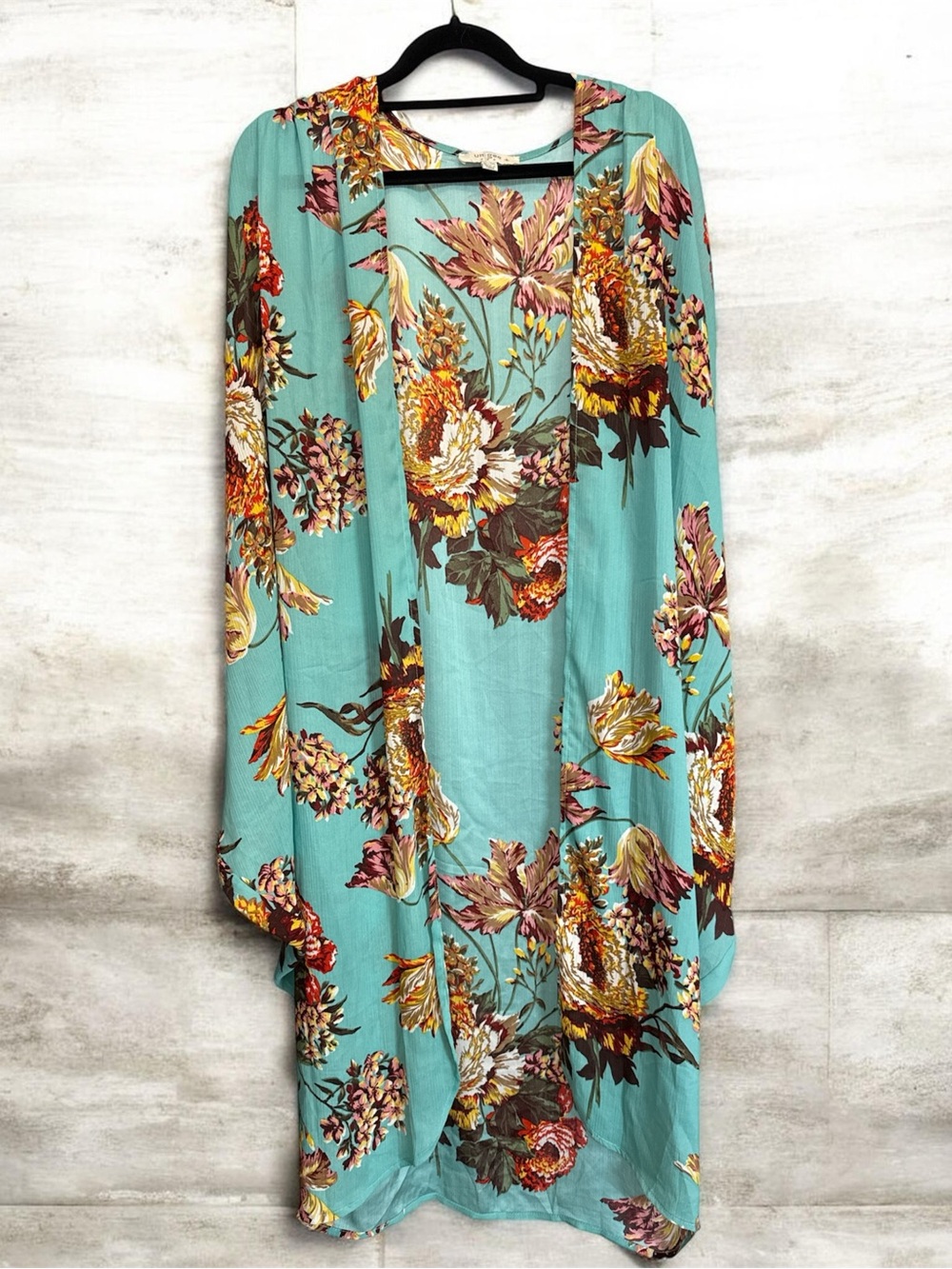 Umgee Floral Maxi kimono - Aqua Floral